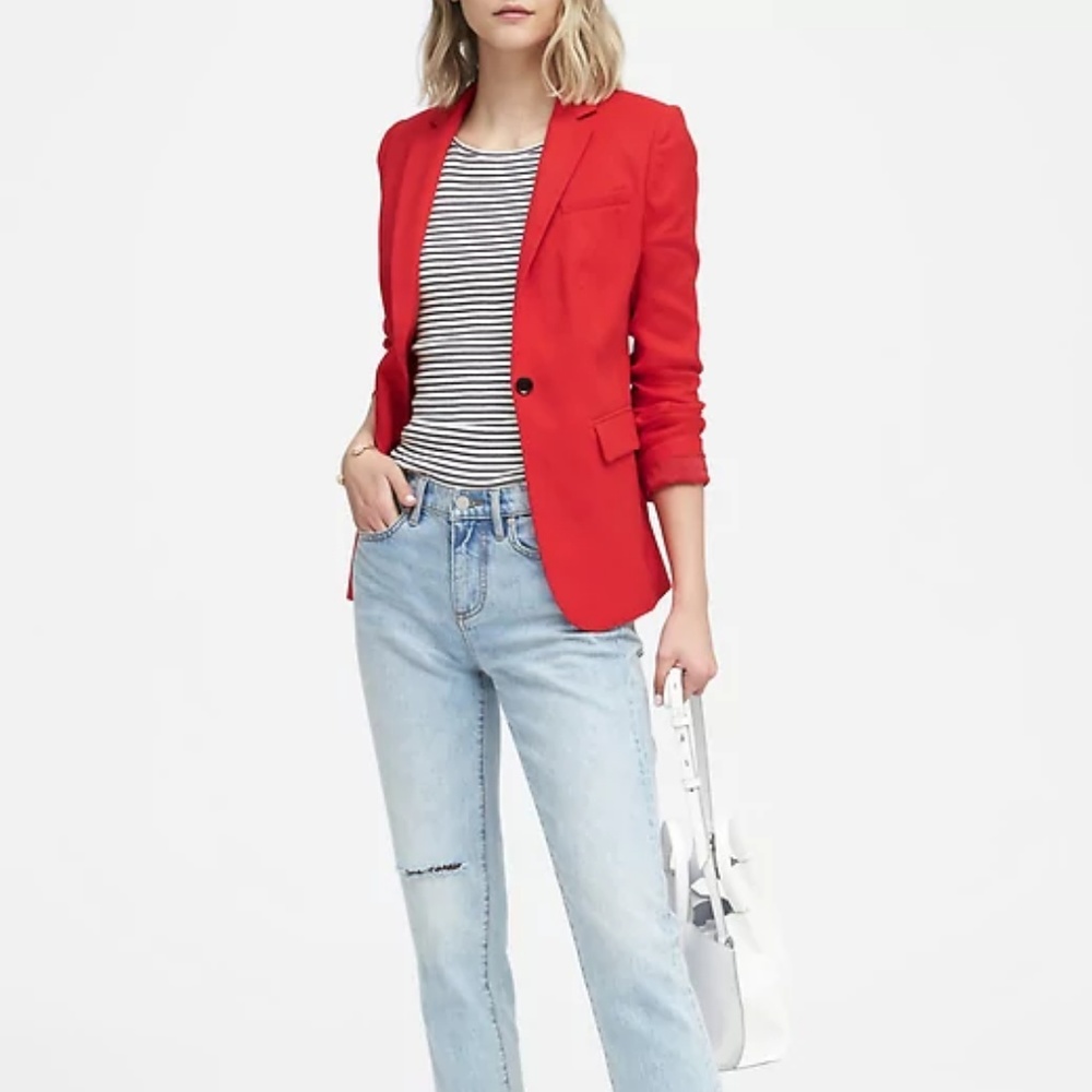 Banana Republic Linen Blazer in Red